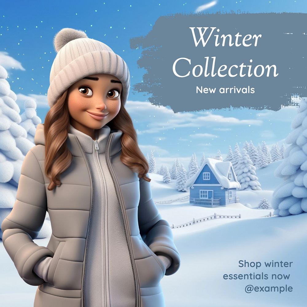 Winter collection Instagram post template, editable text