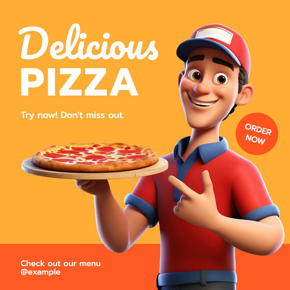 Pizza & restaurant Instagram post template, editable text