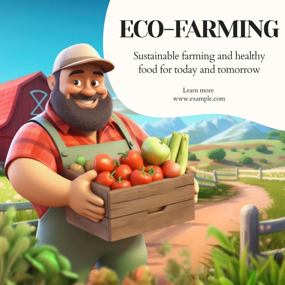 Eco-farming Instagram post template, editable text