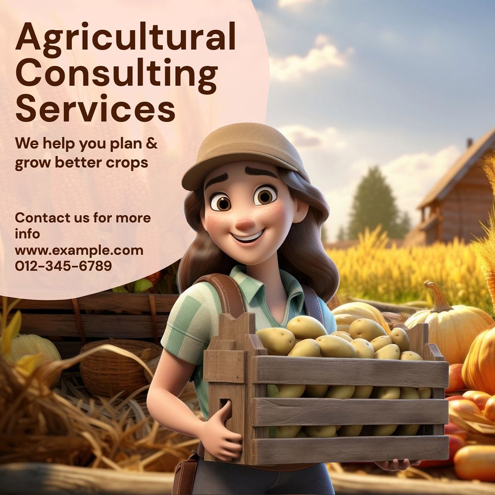 Agricultural consulting services Instagram post template, editable text