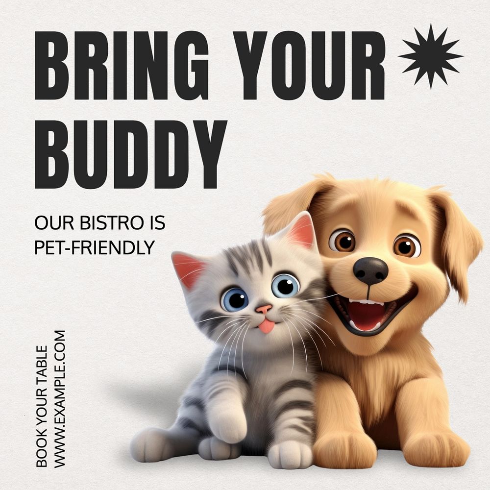 Bring your buddy Instagram post template, editable text