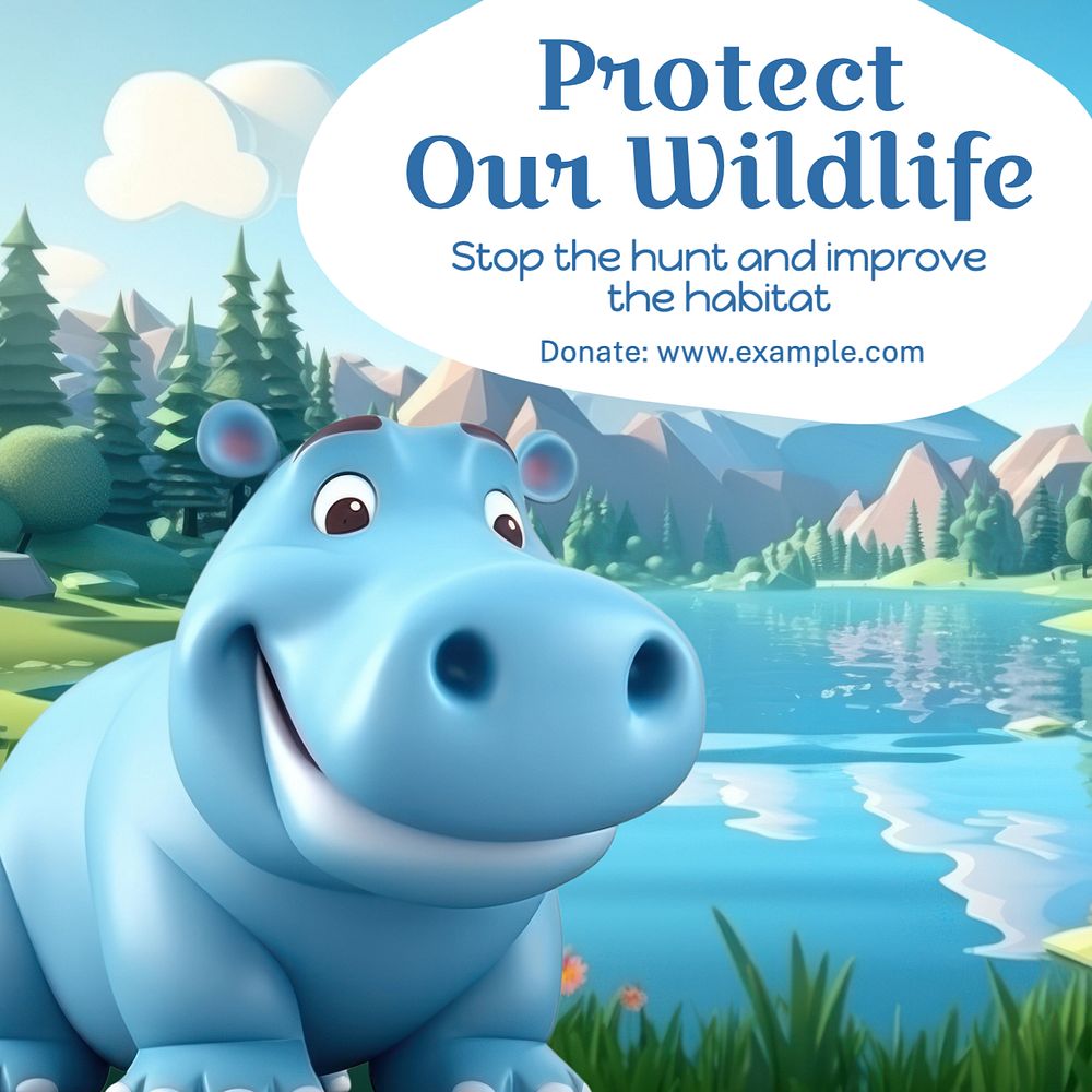 Protect our wildlife Instagram post template, editable text