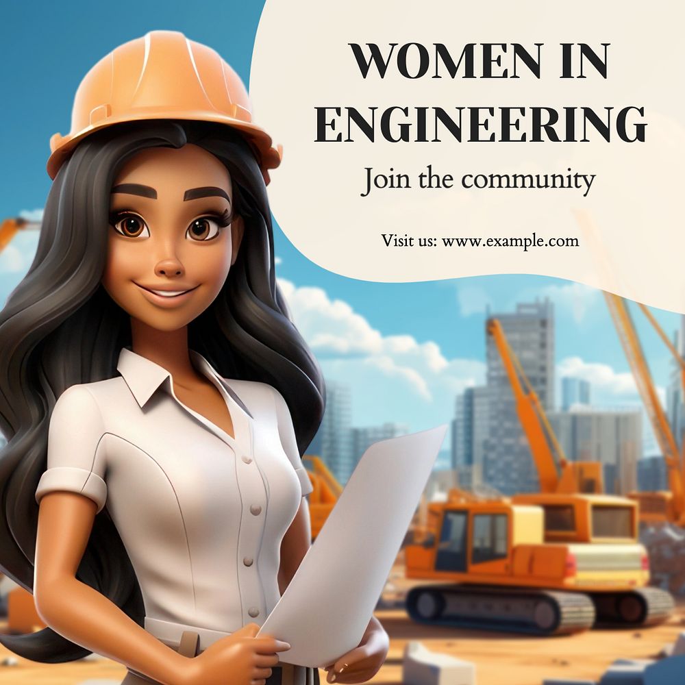 Women in engineering Instagram post template, editable text