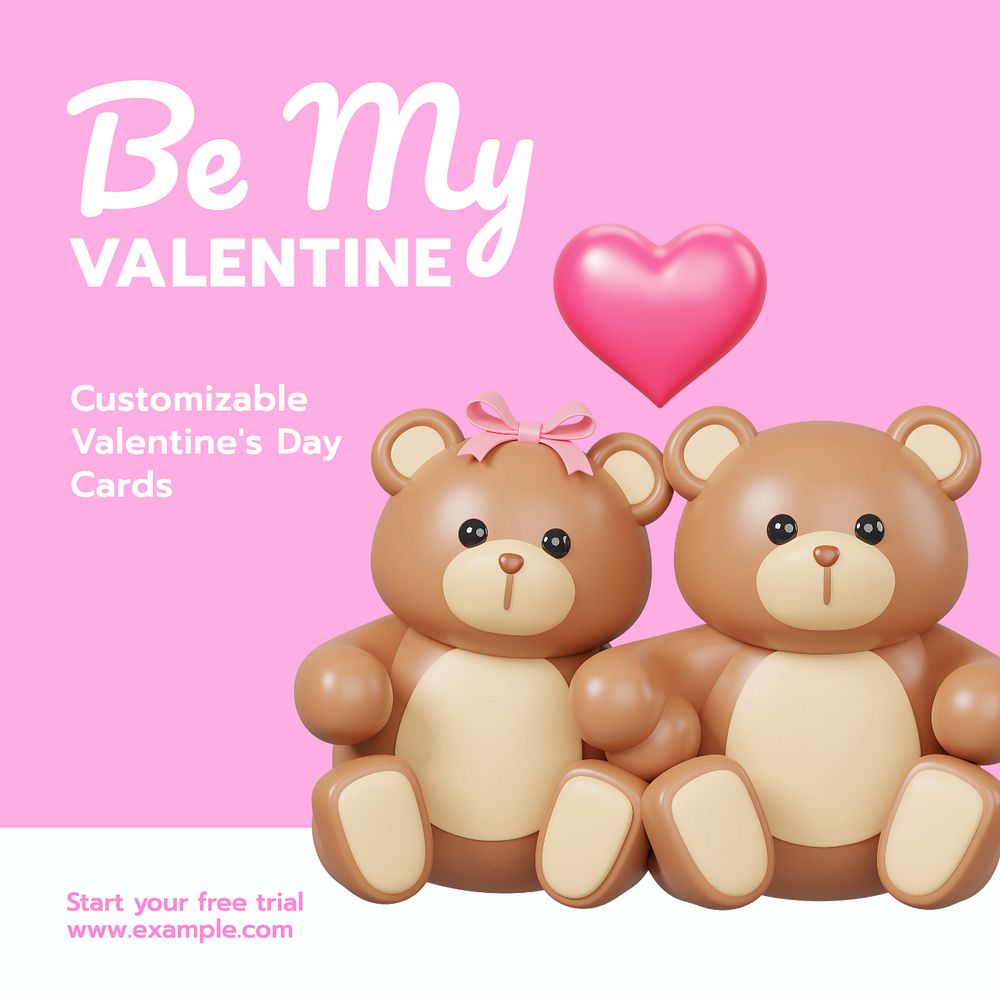 Be my valentine Instagram post template, editable text