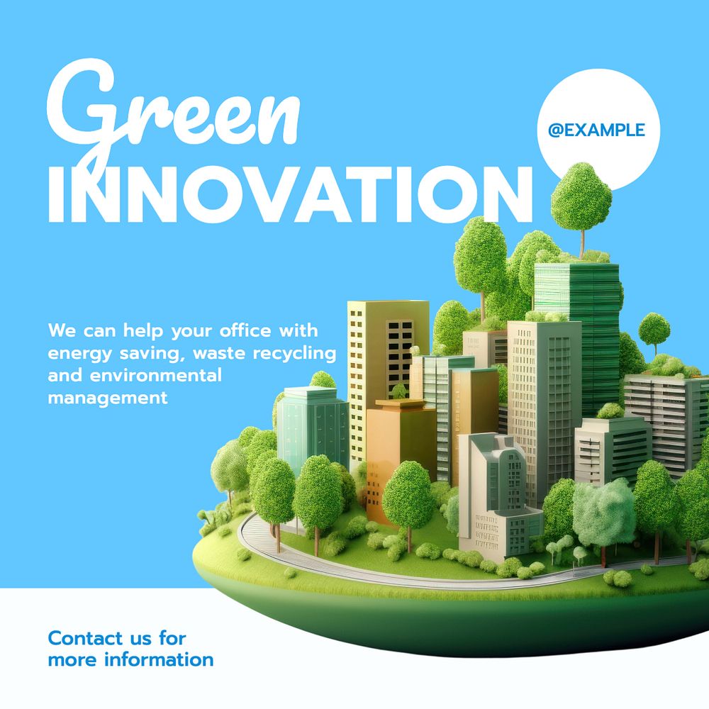 Green innovation Instagram post template, editable text