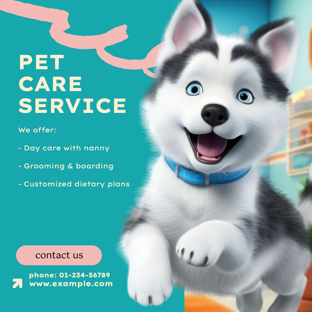 Pet care services Instagram post template, editable text