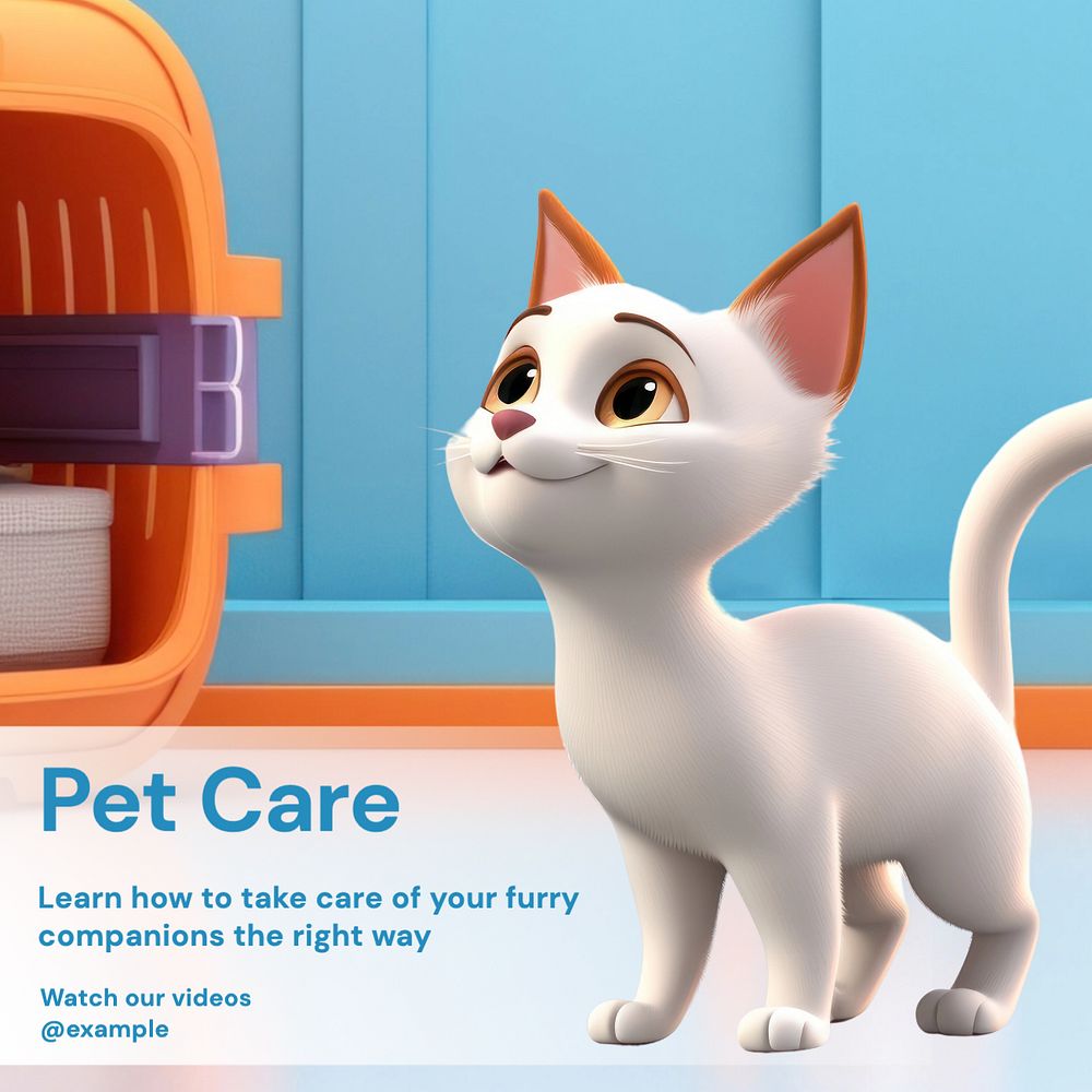 Pet care tutorials Instagram post template, editable text