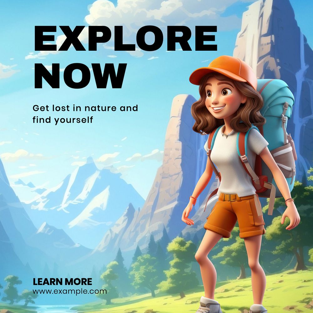 Explore now Instagram post template, editable text