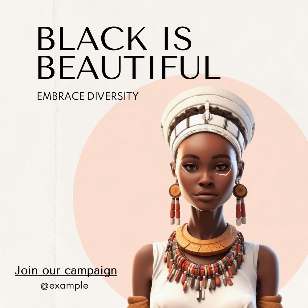 Black is beautiful Instagram post template, editable text