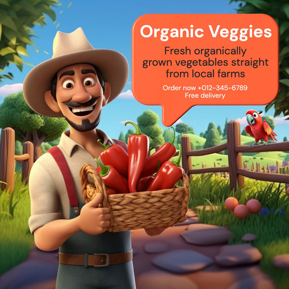 Organic veggies Instagram post template, editable text