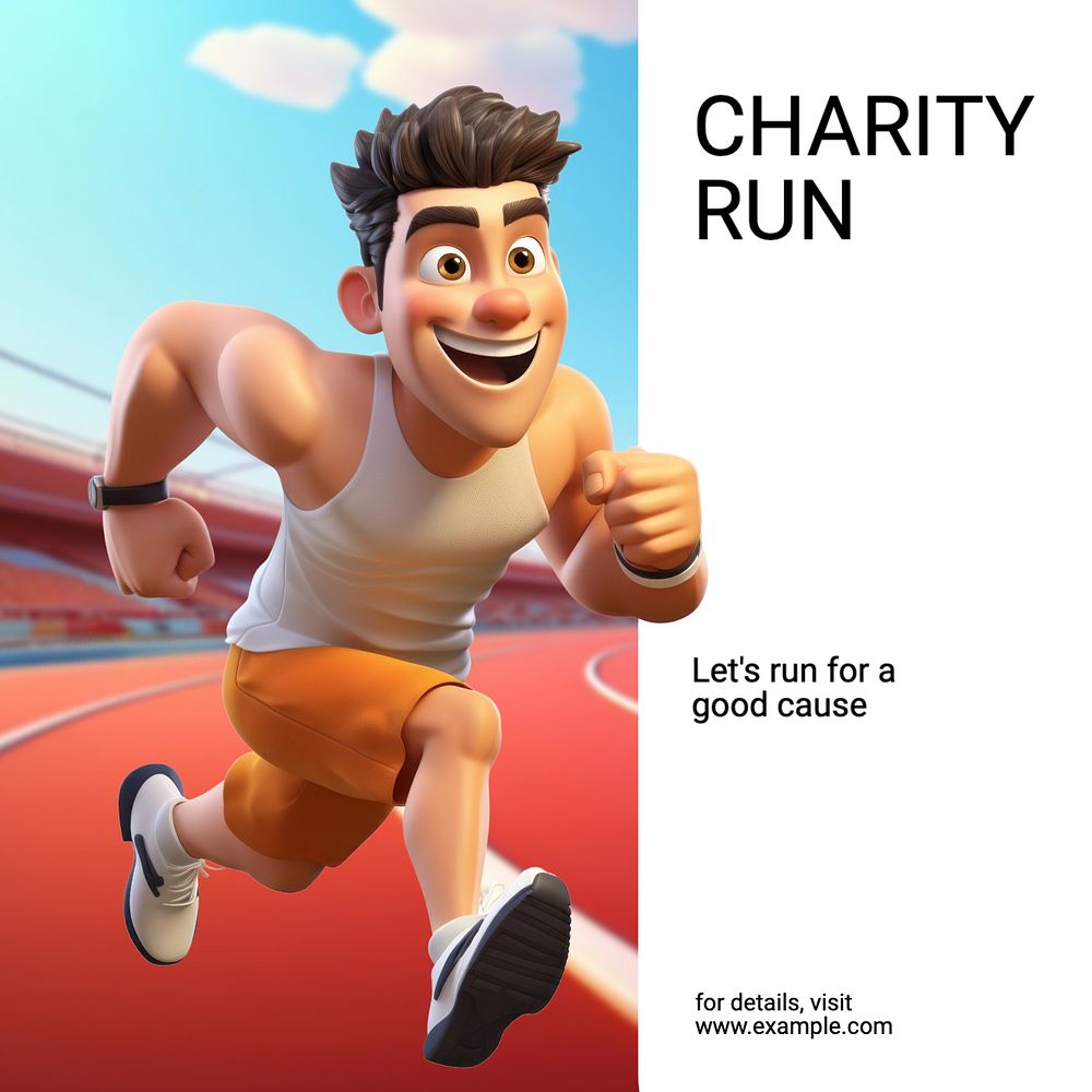 Charity run Instagram post template, editable text