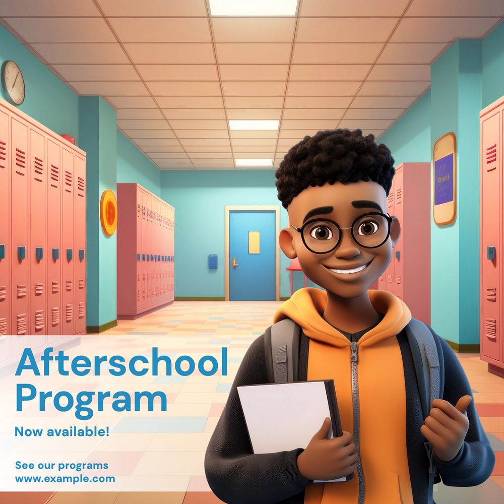 Afterschool program Instagram post template, editable text