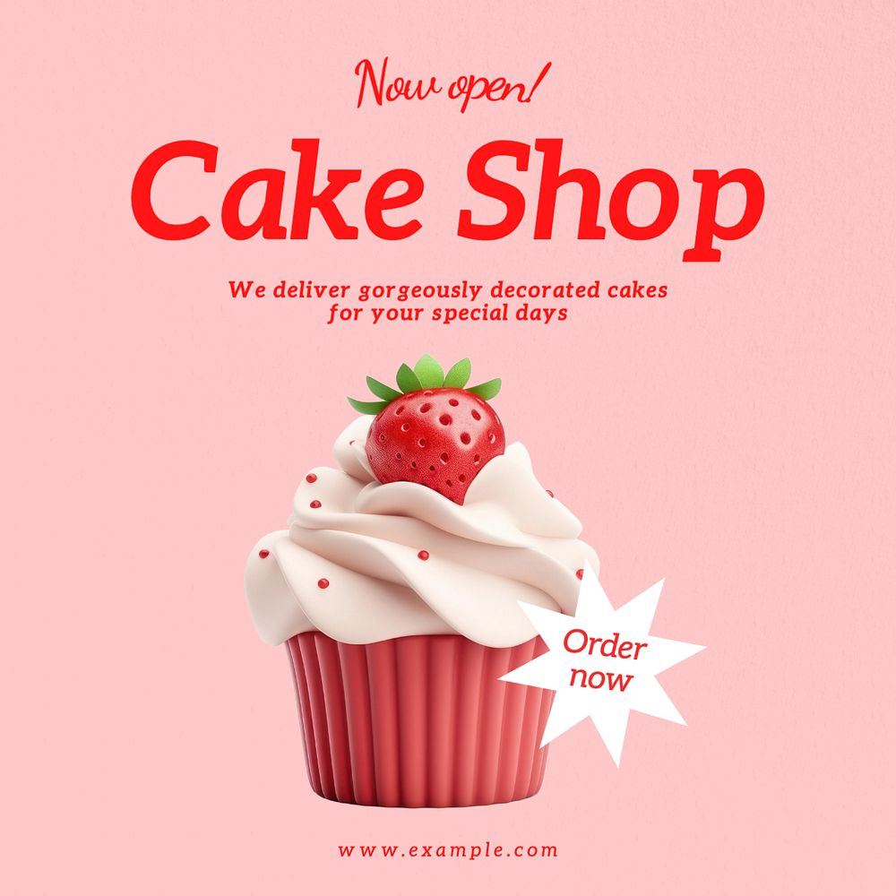 Cake shop Instagram post template, editable text