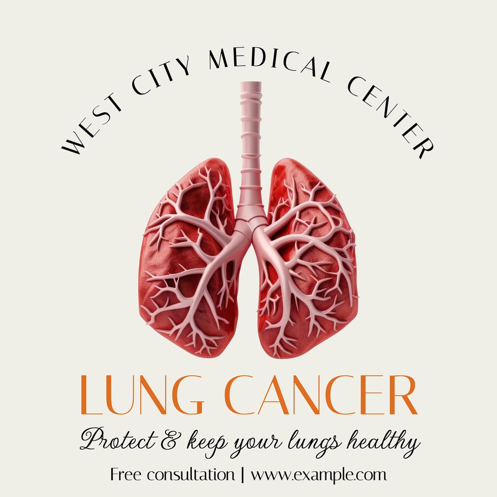 Lung cancer Instagram post template, editable text