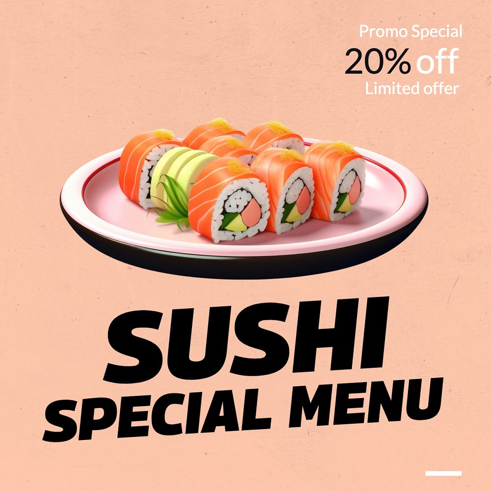 Sushi special menu Instagram post template, editable text