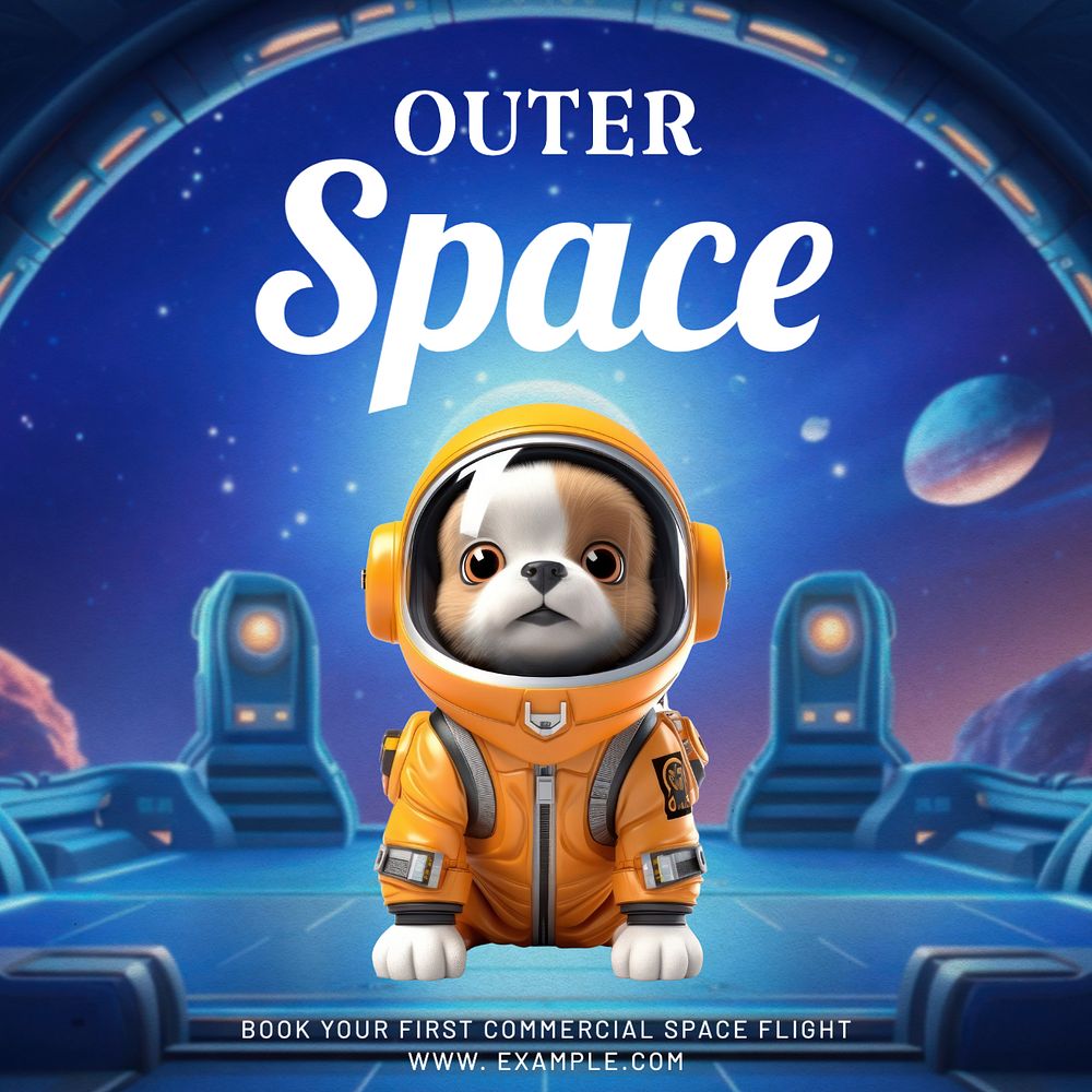 Outer space Instagram post template, editable text