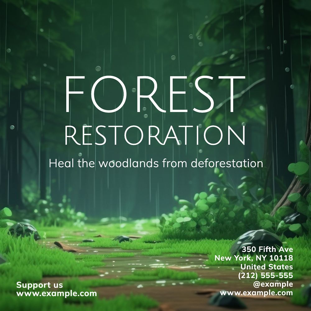 Forest restoration Instagram post template, editable text