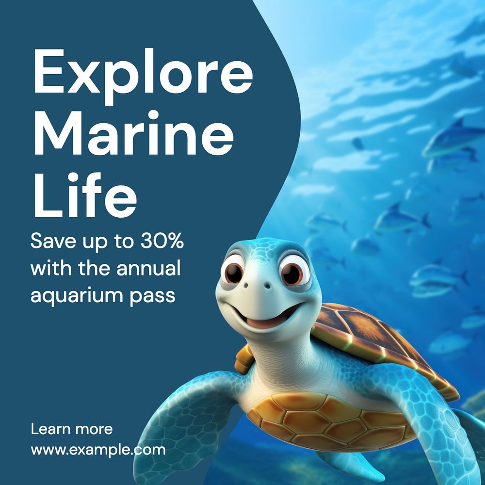 Explore marine life Instagram post template, editable text