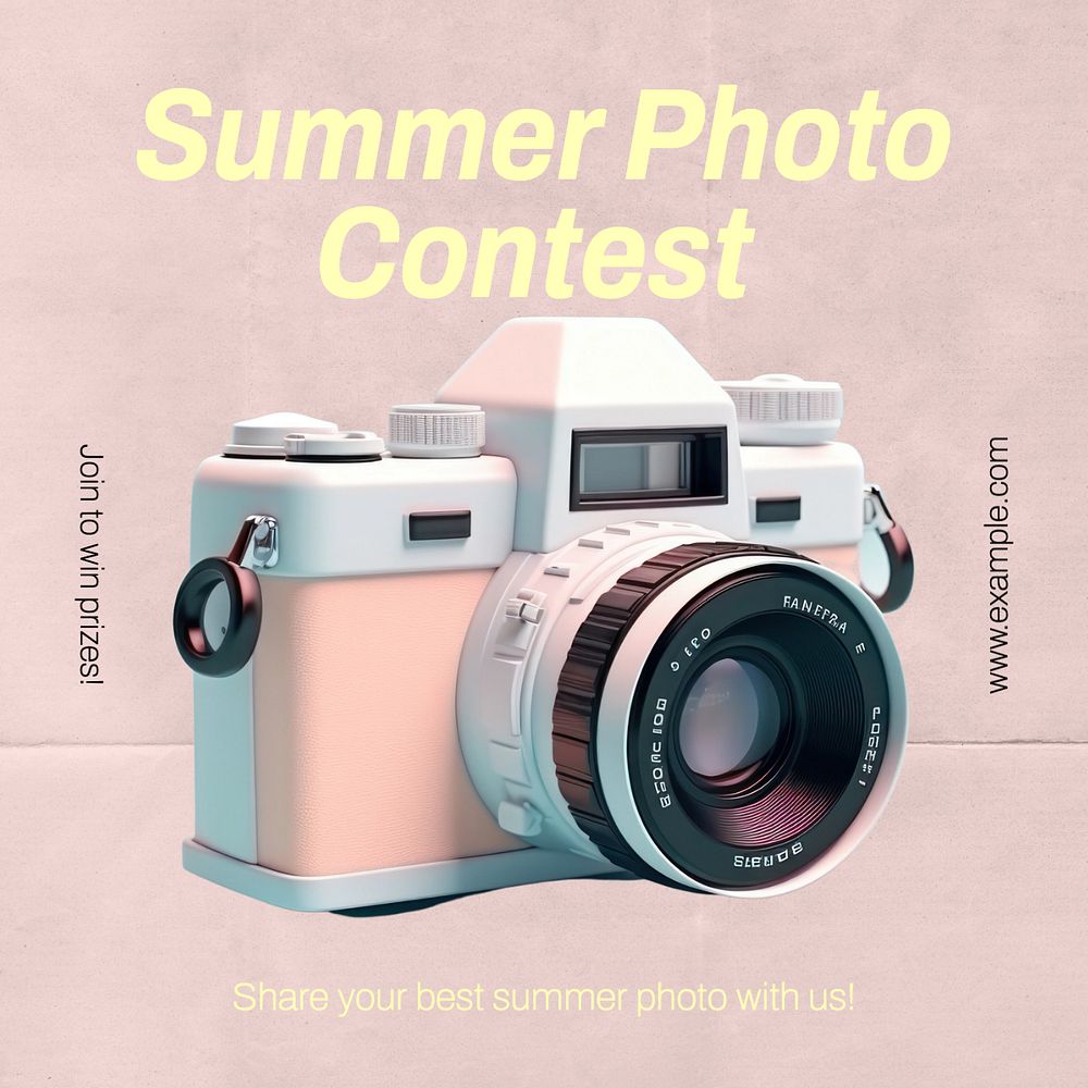 Summer photo contest Instagram post template, editable text