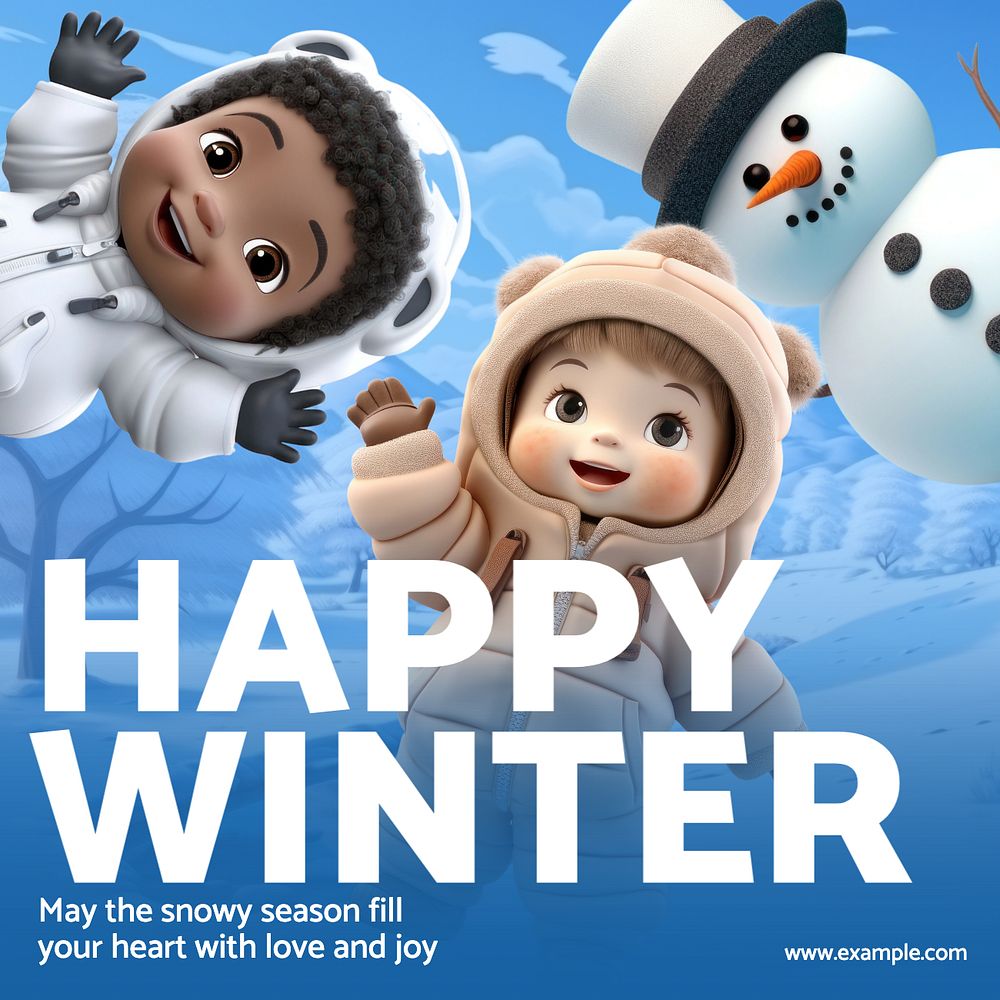 Happy winter Instagram post template, editable text