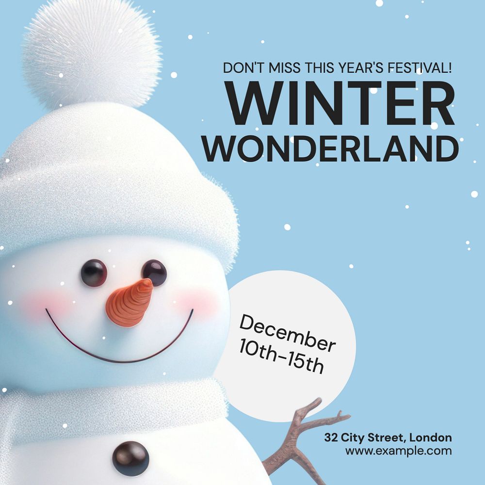 Winter wonderland Instagram post template, editable text