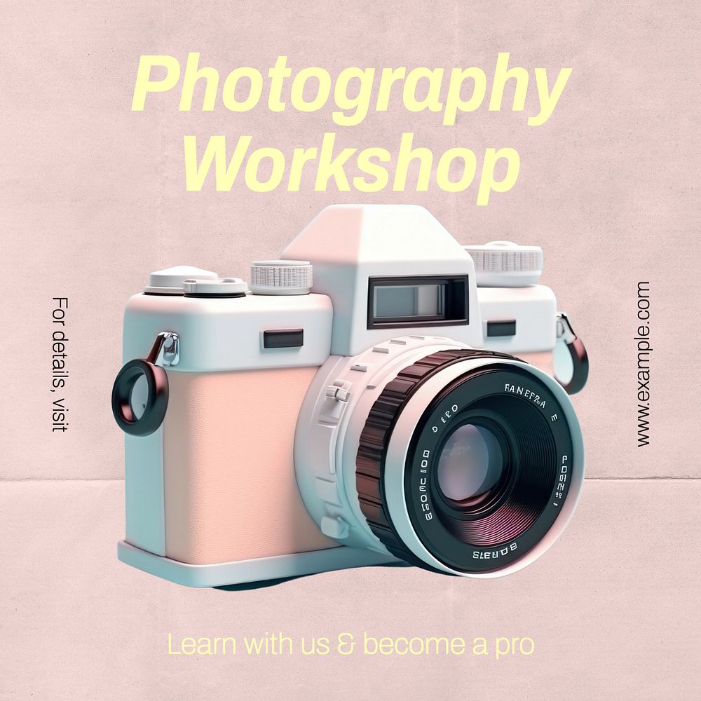 Photography workshop Instagram post template, editable text