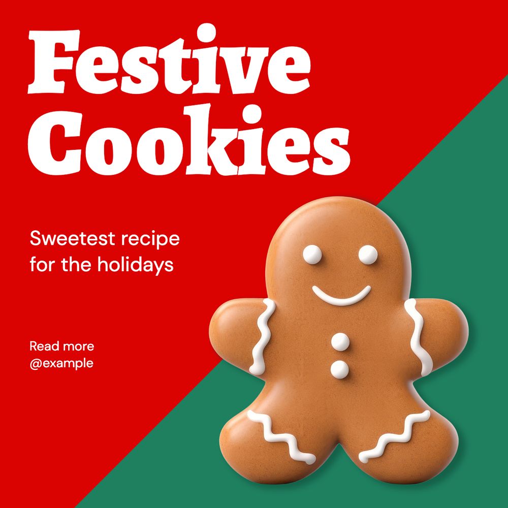 Festive cookie recipe Instagram post template, editable text