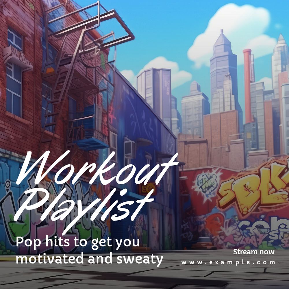 Workout playlist Instagram post template, editable text