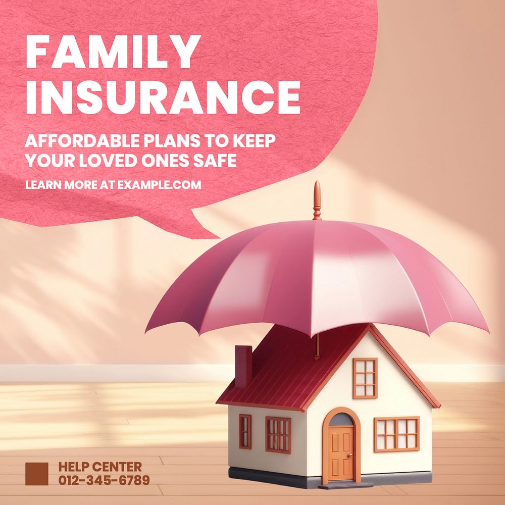 Family insurance Instagram post template, editable text