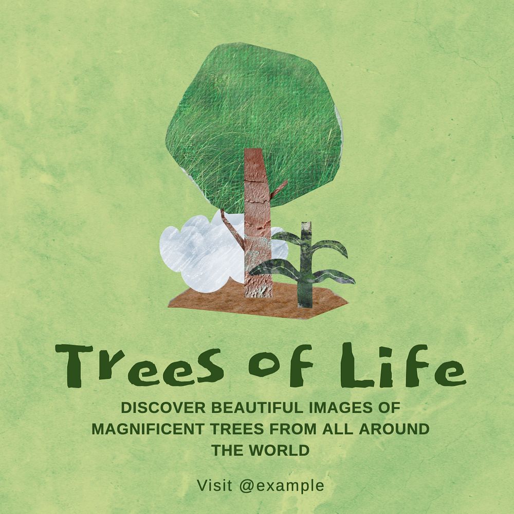 Trees of life Instagram post template, editable text