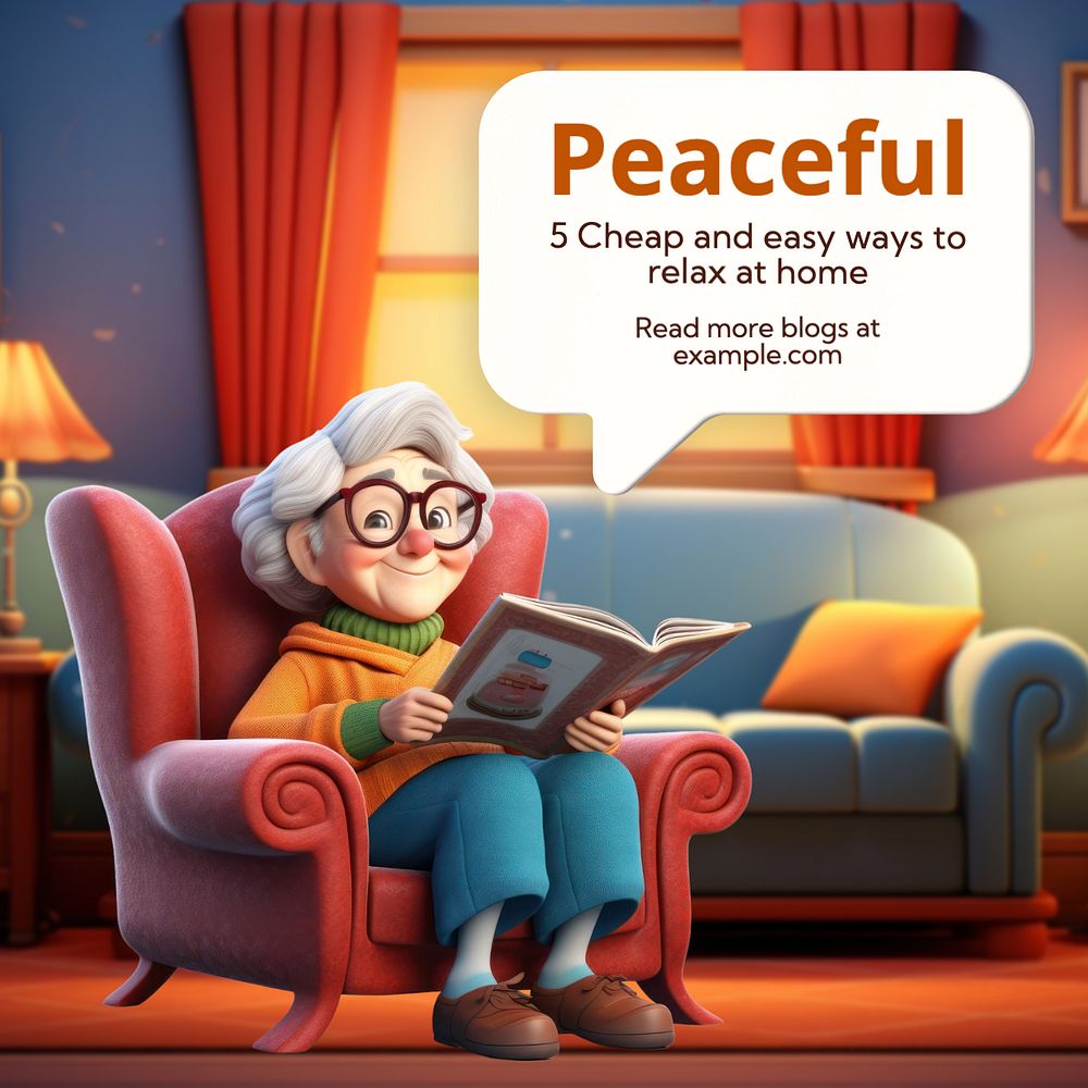 Peaceful home Instagram post template, editable text