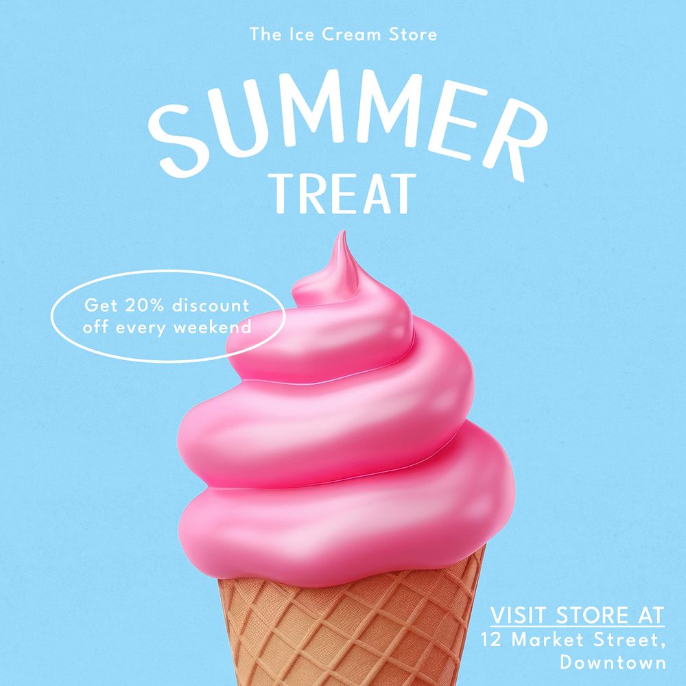 Summer treat Instagram post template, editable text