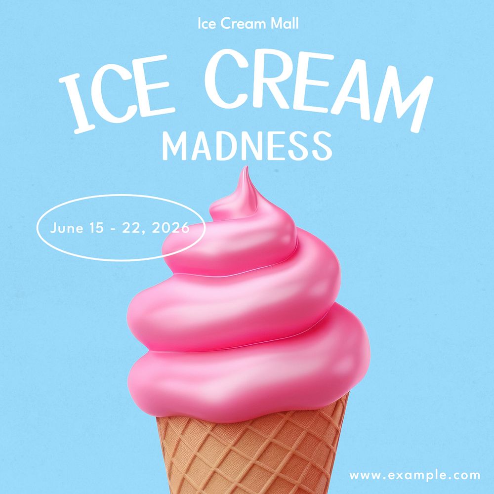 Ice cream festival Instagram post template, editable text