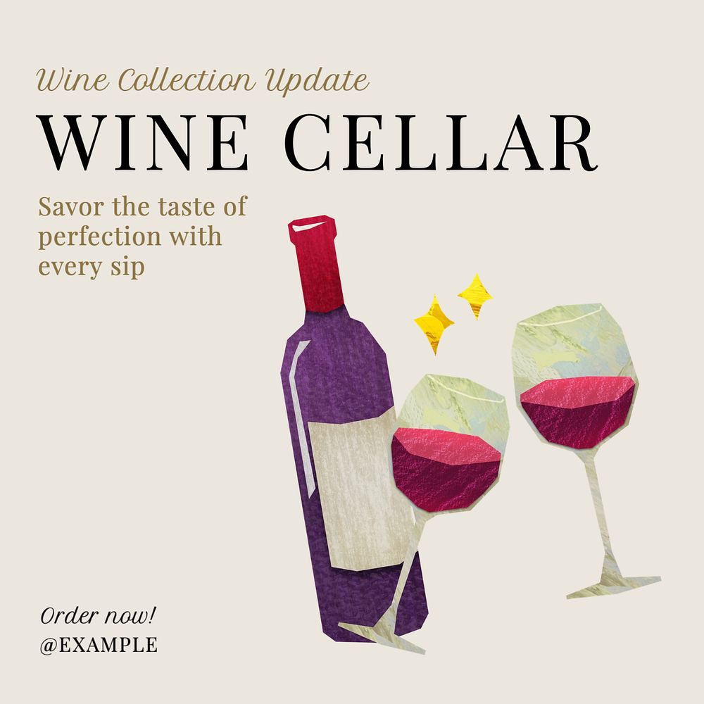 Wine cellar Instagram post template, editable text