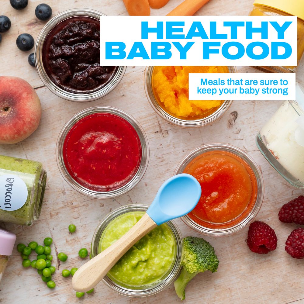 Healthy baby food Instagram post template, editable text