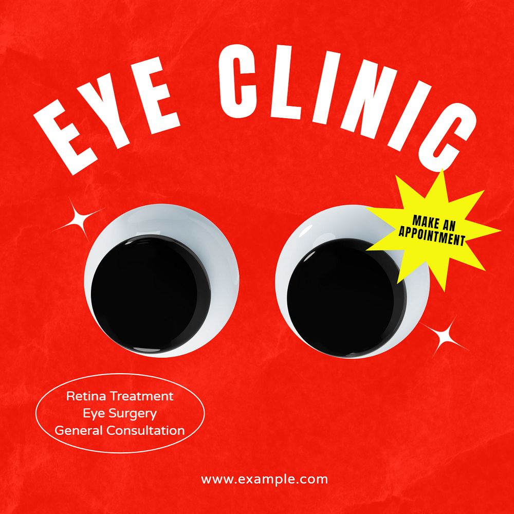 Eye clinic Instagram post template, editable text