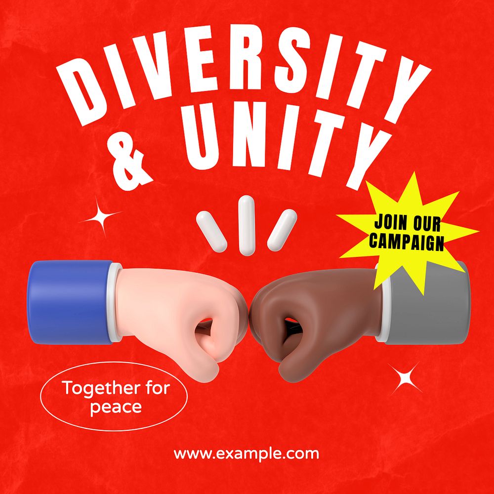 Diversity & unity Instagram post template, editable text