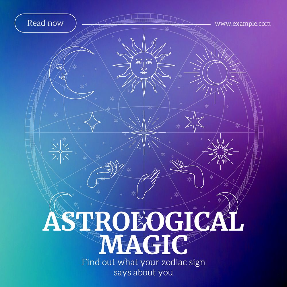 Astrological magic Instagram post template, editable text