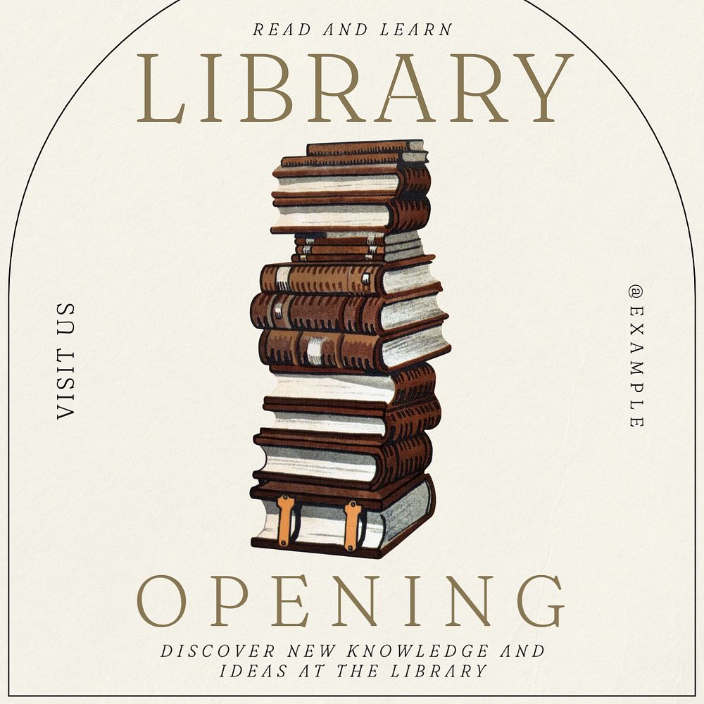 Library open Instagram post template, editable text