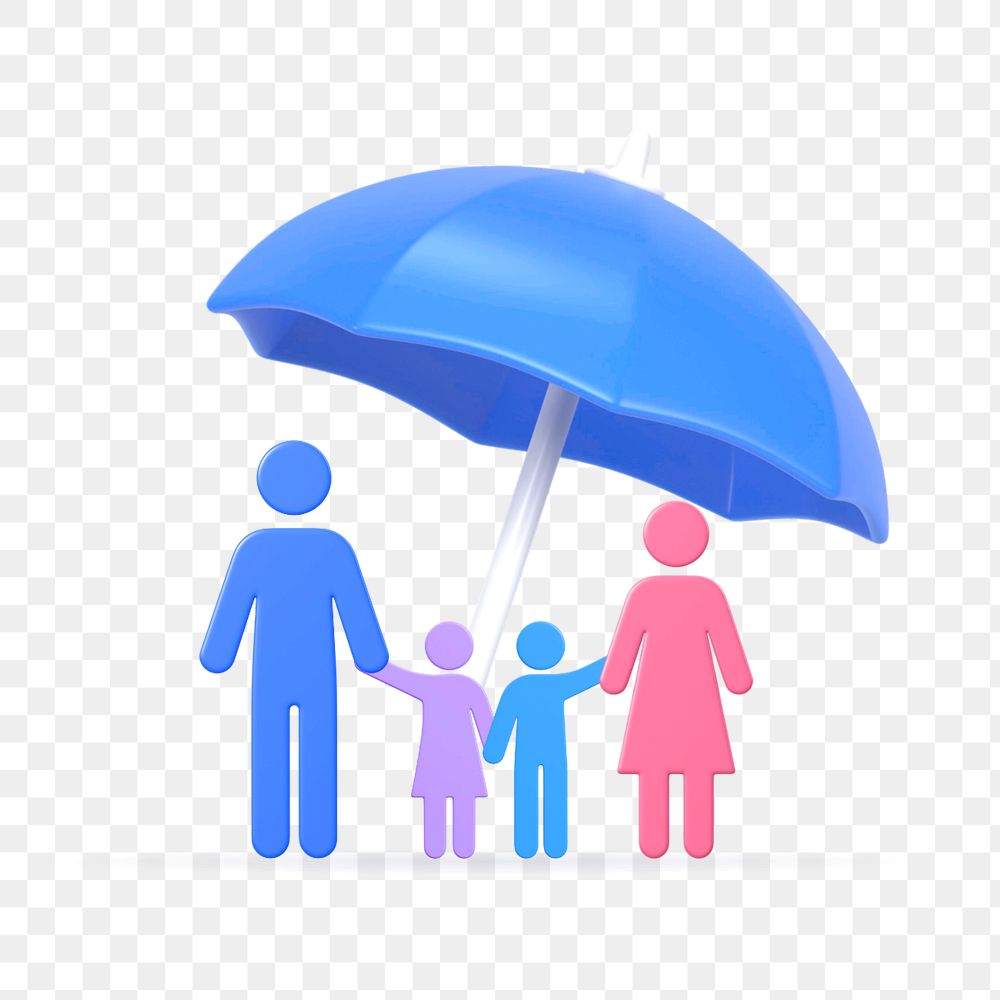 3D family insurance, element editable illustration