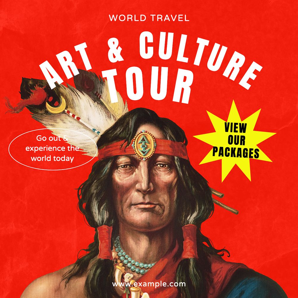 Art & culture tour Instagram post template, editable text