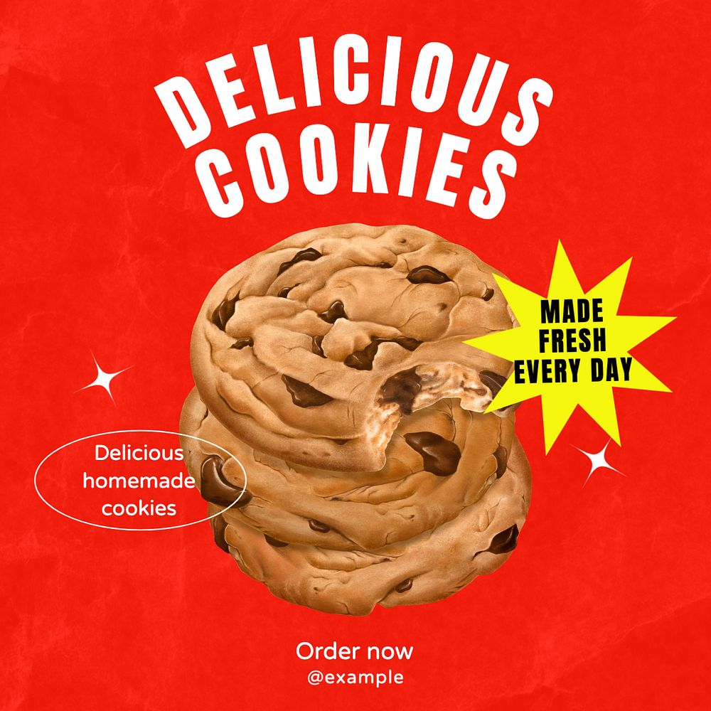 Delicious cookies Instagram post template, editable text