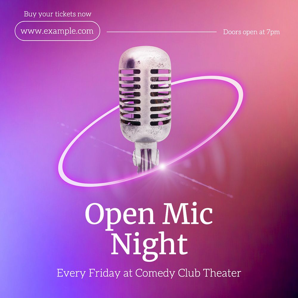 Open mic night Instagram post template, editable text