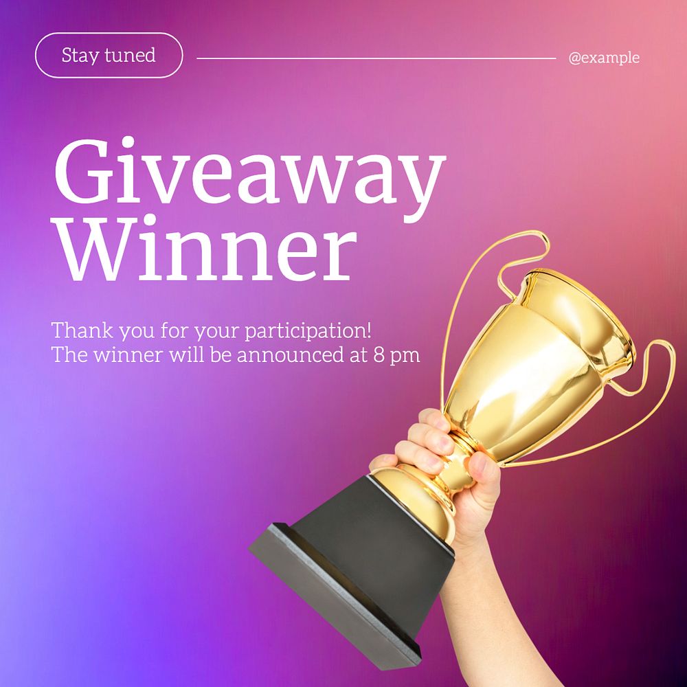 Giveaway winner Instagram post template, editable text