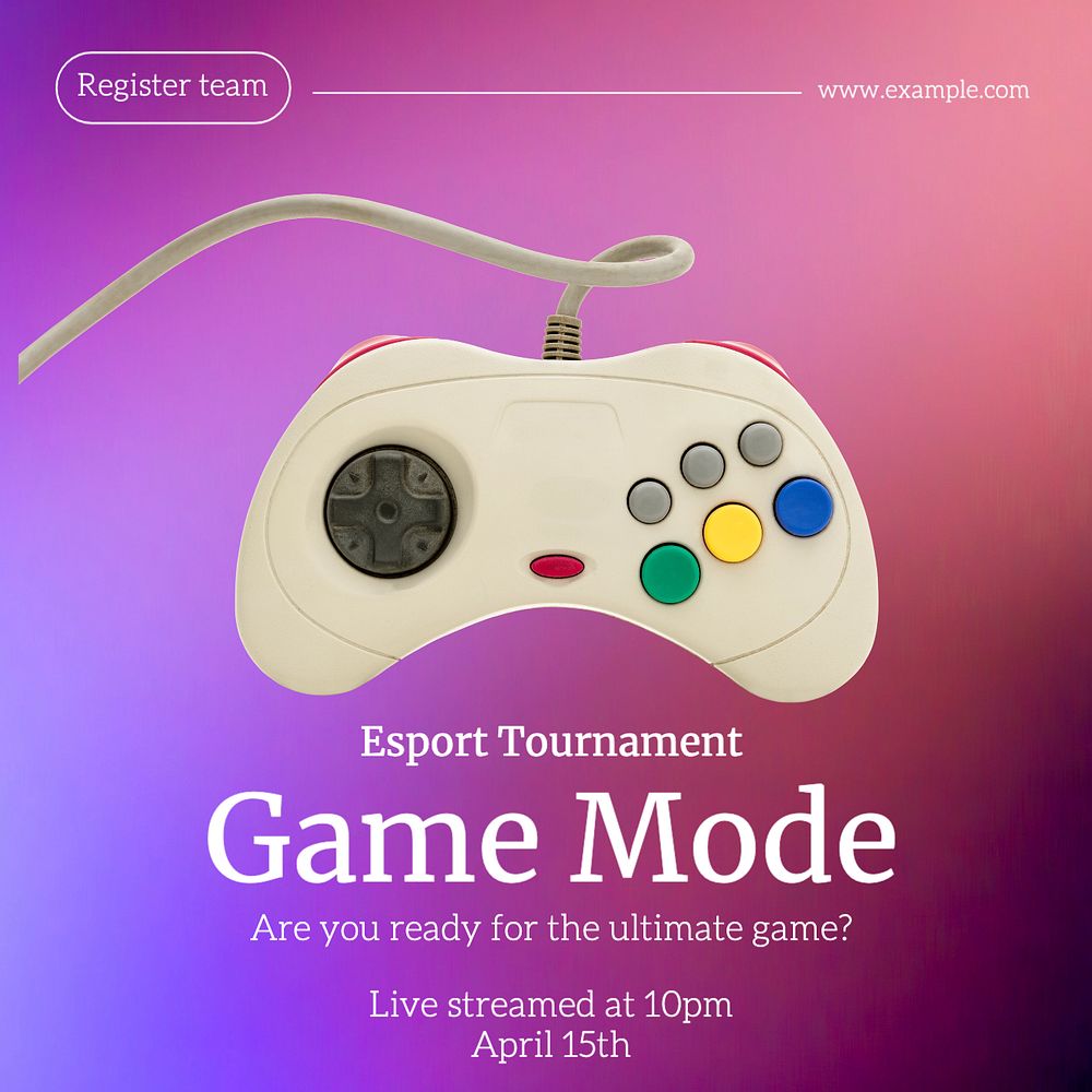 Game mode Instagram post template, editable text