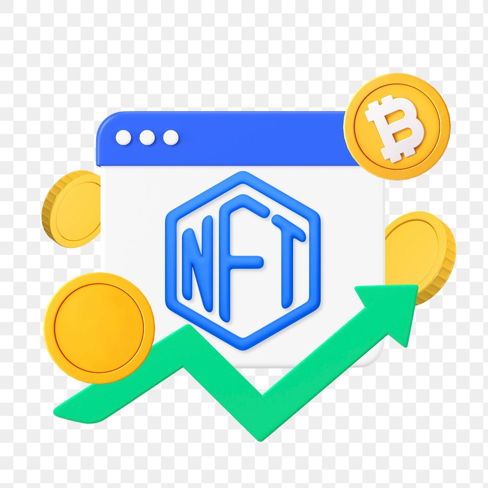 3D NFT cryptocurrency, element editable illustration