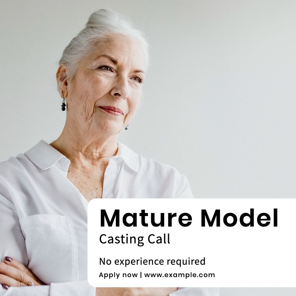 Mature model Instagram post template, editable text