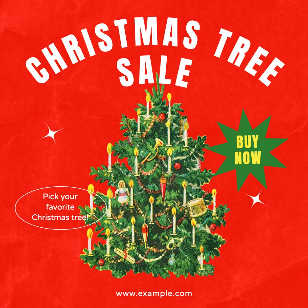 Christmas tree sale Instagram post template, editable text