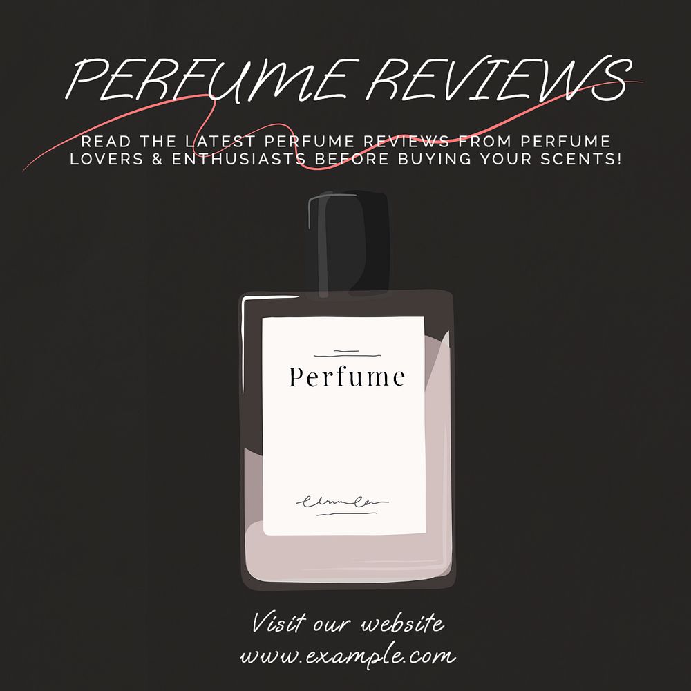 Perfume reviews Instagram post template, editable text