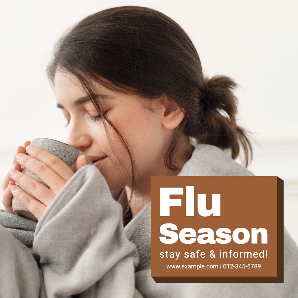 Flu season Instagram post template, editable text